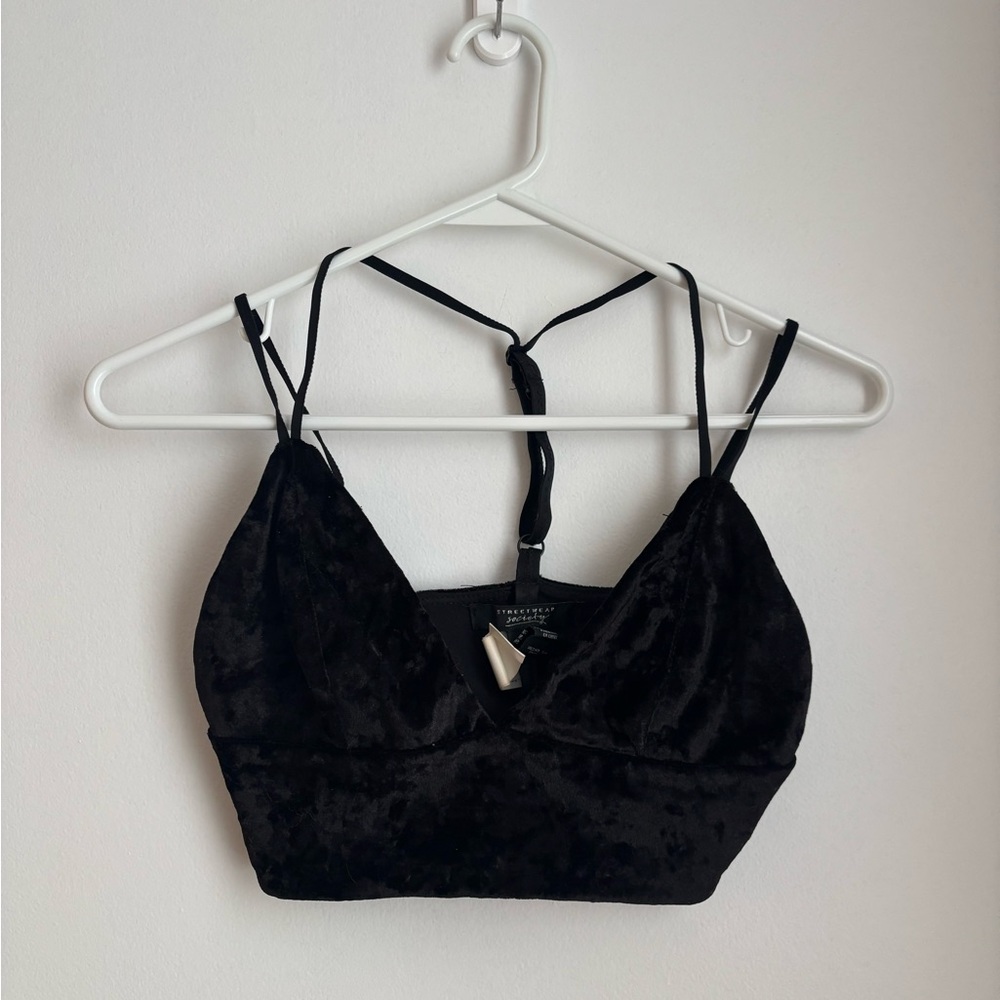 Streetwear Society Black Velvet Bralette